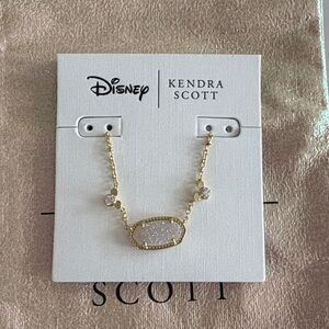 Kendra Scott Gold Necklace with White Druzy and Crystal Accents